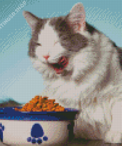 Cat With food Diamond Painting