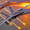 Fa 18 Hornet At Sunset Diamond Painting