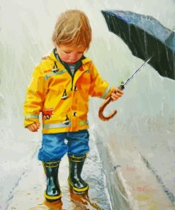 Little Boy In Rain Boots Diamond Painting