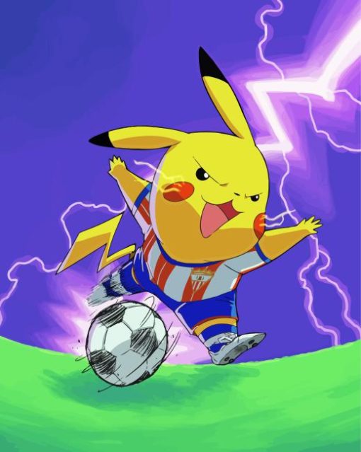 Pikachu Playing Football Diamond Painting