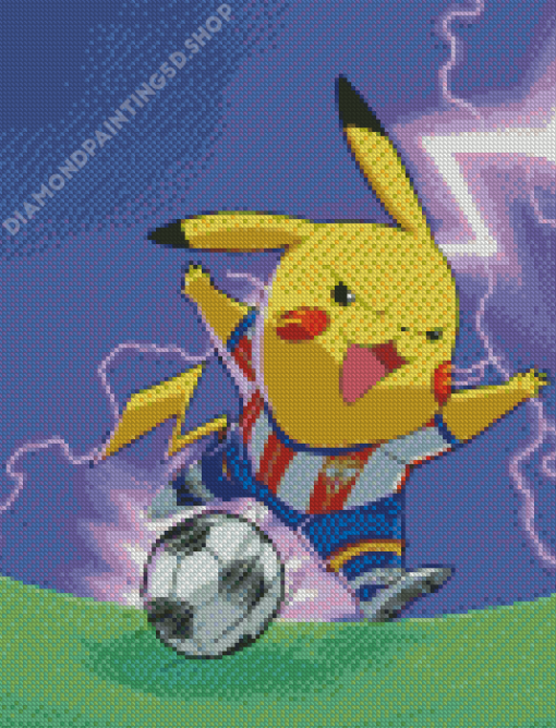 Pikachu Playing Football Diamond Painting