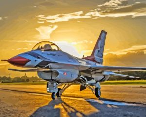 Thunderbird Jet At Sunset Diamond Painting