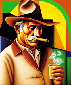 Cubism Man Smoking Diamond Painting