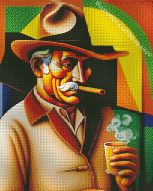 Cubism Man Smoking Diamond Painting