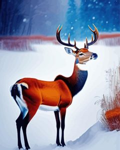 Deer In Snow Diamond Painting