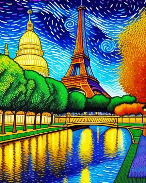 Eiffel Tower Van Gogh Style Diamond Painting