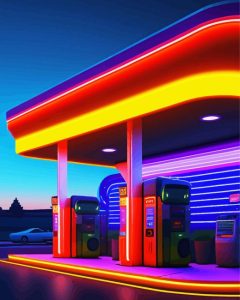 Neon Gas Station Art Diamond Painting