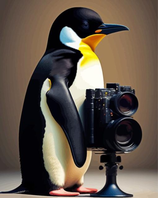 Penguin Photographer Diamond Painting