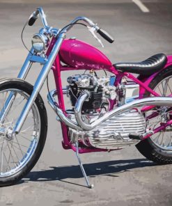 Pink Chopper Motorcycle Diamond Painting