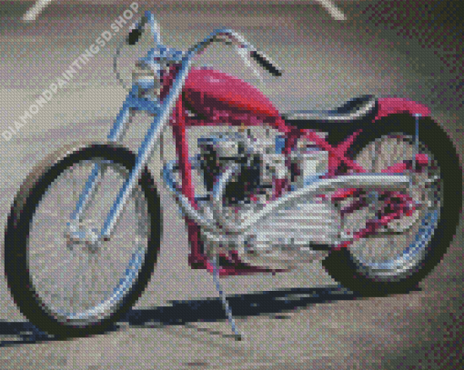 Pink Chopper Motorcycle Diamond Painting