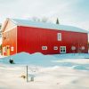 Red Barn With Snow Diamond Painting