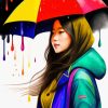 Splatter Girl Holding Umbrella Diamond Painting