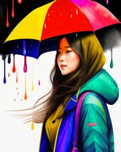 Splatter Girl Holding Umbrella Diamond Painting