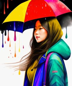 Splatter Girl Holding Umbrella Diamond Painting