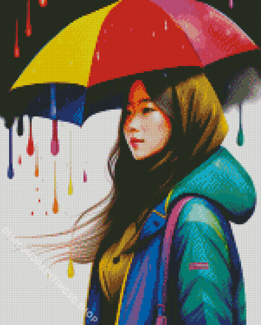 Splatter Girl Holding Umbrella Diamond Painting