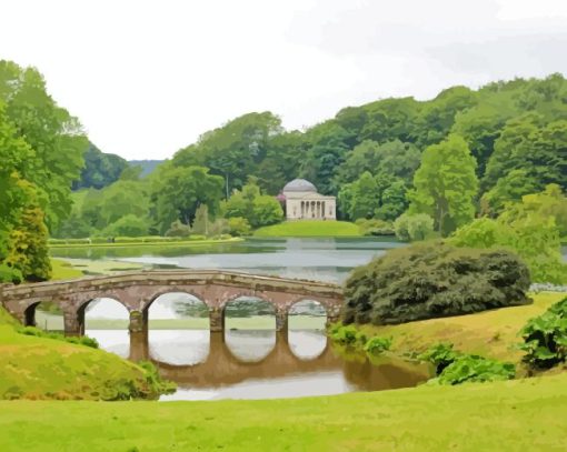 Stourhead Lake Temple Bridge Diamond Painting