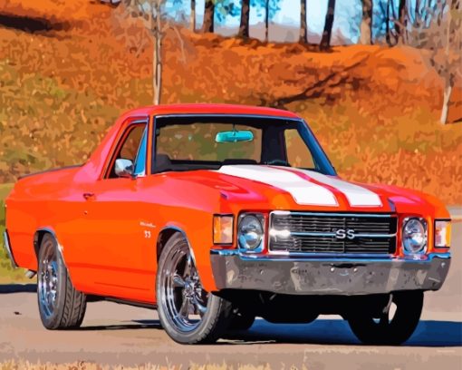 1970 Red SS El Camino Car Diamond Painting