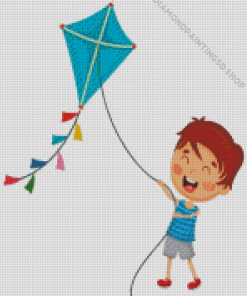 Little Boy With Kites Diamond Painting