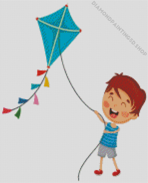 Little Boy With Kites Diamond Painting