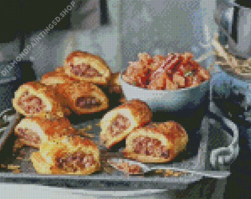 Sausage Roll Dish Food Diamond Painting