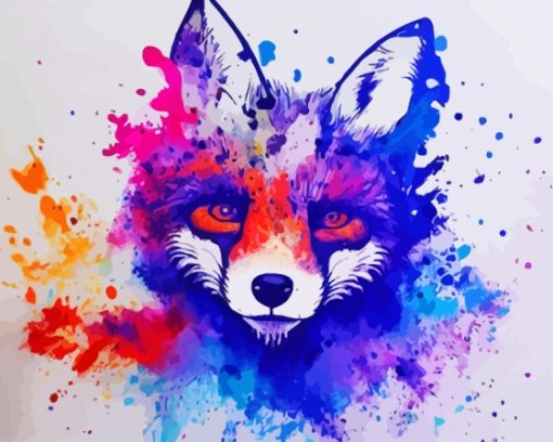 Splatter Colorful Fox Diamond Painting