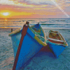 Sunset Beach Stranded Boat Diamond Painting