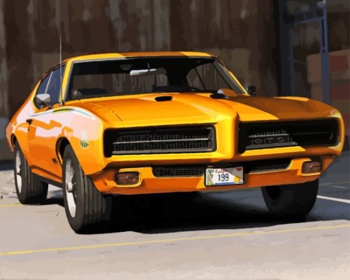 Yellow 1969 Pontiac Car Diamond Painting