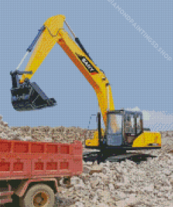 Yellow Machine Excavator Diamond Painting