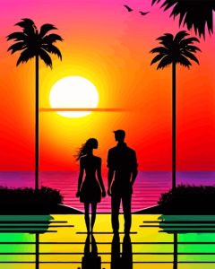 Couple Walking On Beach Diamond Painting