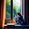 Woman Looking Though Window Diamond Painting