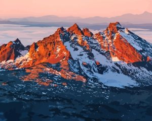 Cascade Range At Sunset Diamond Painting