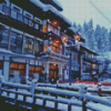 Ginzan Onsen Snowy Landscape Diamond Painting