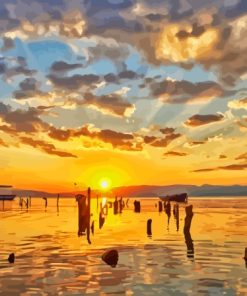 Sunset Over Lake Ohrid Macedonia Diamond Painting