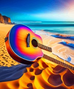 Beach Colorful Guitar Diamond Painting