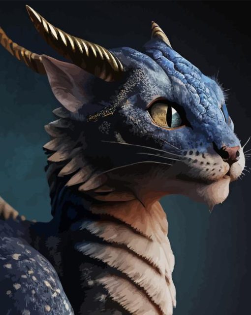 Blue Dragon Cat Diamond Painting
