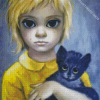 Girl With Little Cat Diamond Painting