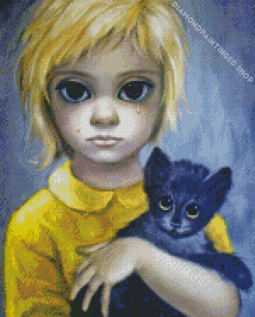 Girl With Little Cat Diamond Painting