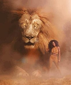 Lion And Black Girl Diamond Painting