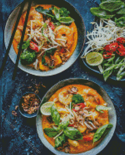 Thai Fish And Prawn Laksa Diamond Painting