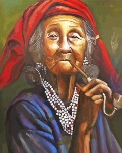 Woman Smoking Pipe Art Diamond Painting