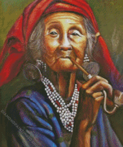 Woman Smoking Pipe Art Diamond Painting