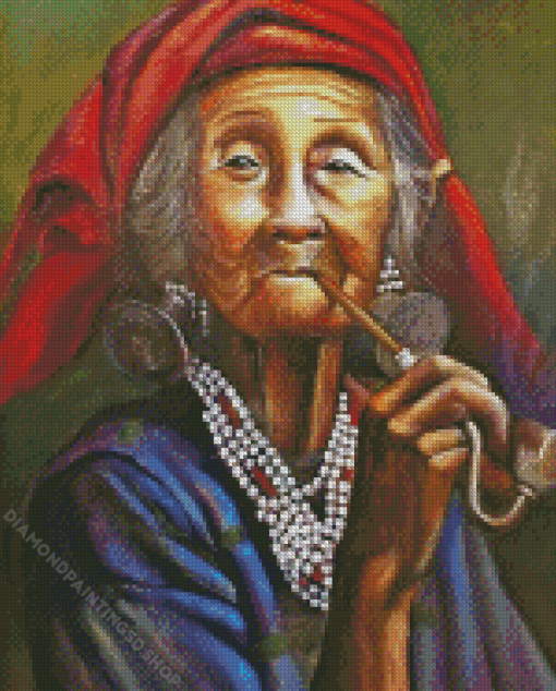 Woman Smoking Pipe Art Diamond Painting