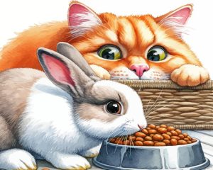 Bunny With Cat Diamond Painting