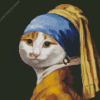 Cat With Pearl Earring Diamond Painting