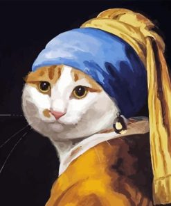 Cat With Pearl Earring Diamond Painting