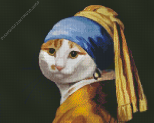 Cat With Pearl Earring Diamond Painting