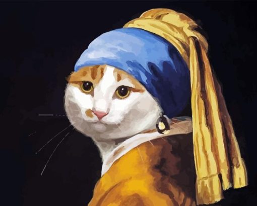 Cat With Pearl Earring Diamond Painting