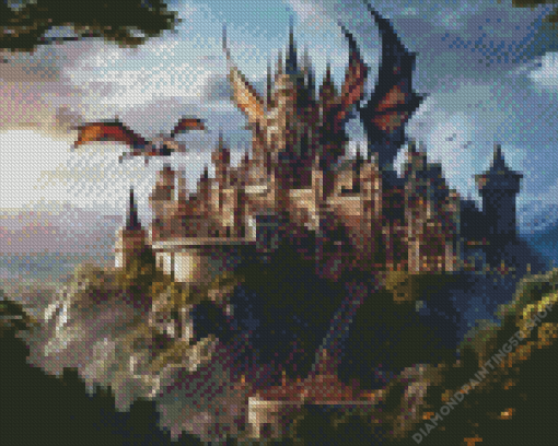 Dragon And Castle Diamond Painting