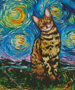 Starry Night Cat Diamond Painting