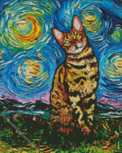 Starry Night Cat Diamond Painting